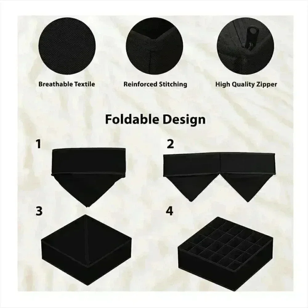 Black Canvas Square Storage Bin NEW